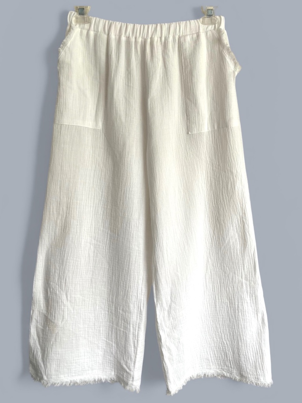 Grade & Gather Wide-Leg White Gauze Ankle Pants Size Medium